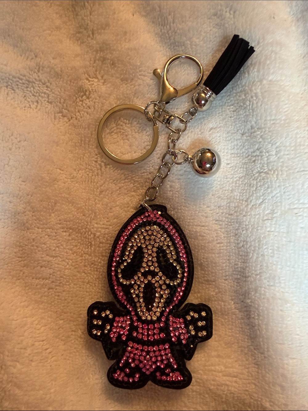 Rhinestone Ghostface Ghost Face Keychain Bag Charm